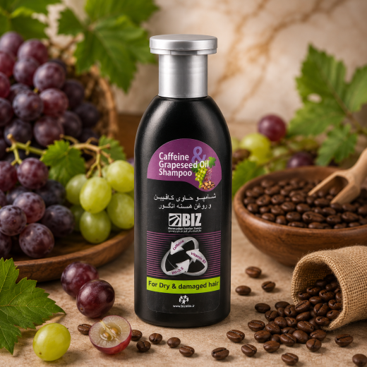 شامپو کافئین و روغن هسته انگور